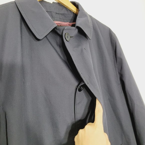 Weatherman Vintage Navy Blue Cotton Blend Full Length Trench Coat Jacket Lined - Picture 5 of 14